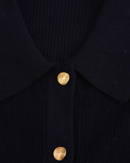 Strickkleid mit Knopfleiste schwarz, Seitenansicht