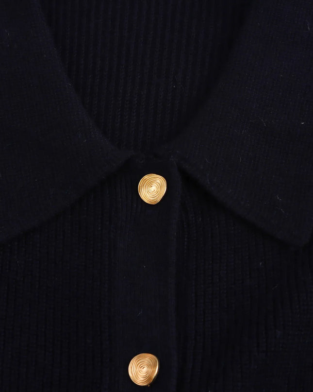 Strickkleid mit Knopfleiste schwarz, Seitenansicht