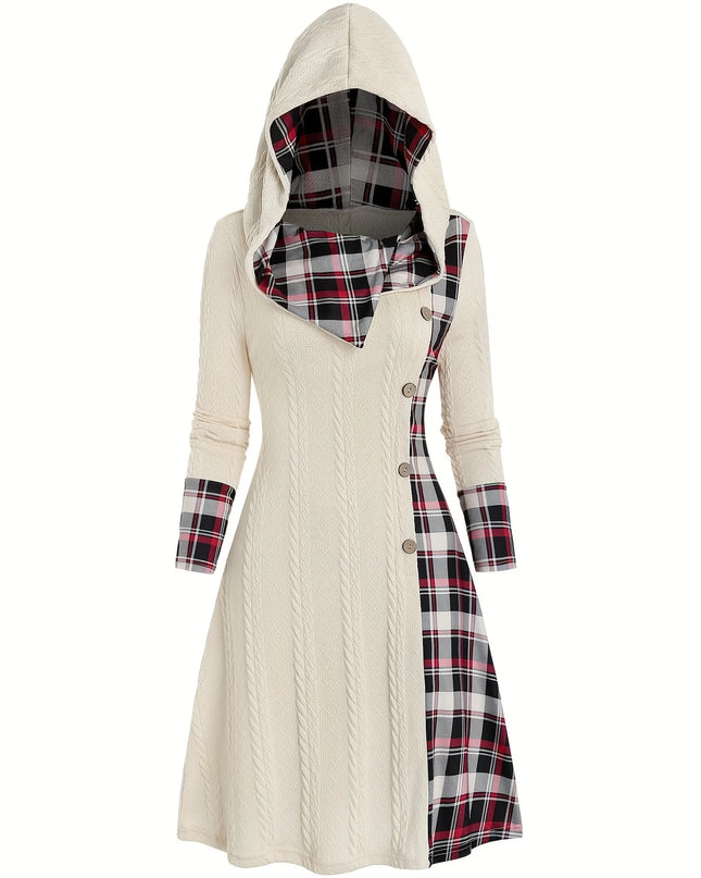 Strickkleid in Grau mit Zopfstruktur am Oberteil