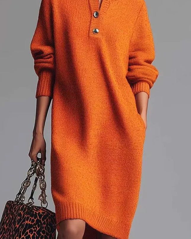 Strickkleid in Rot von vorne, knielang