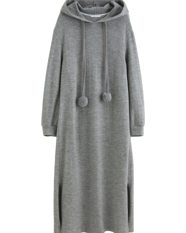 Strickkleid Damen mit Kapuze grau in der Gesamtansicht