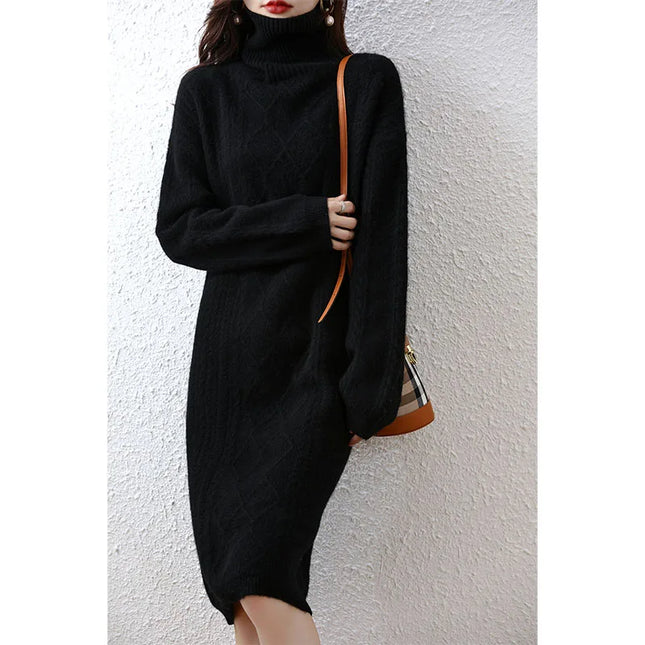 Strickkleid Camel, seitliche Ansicht