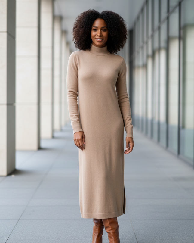 Strick Zweiteiler beige: ärmelloses Kleid & Cardigan - Ansicht 1