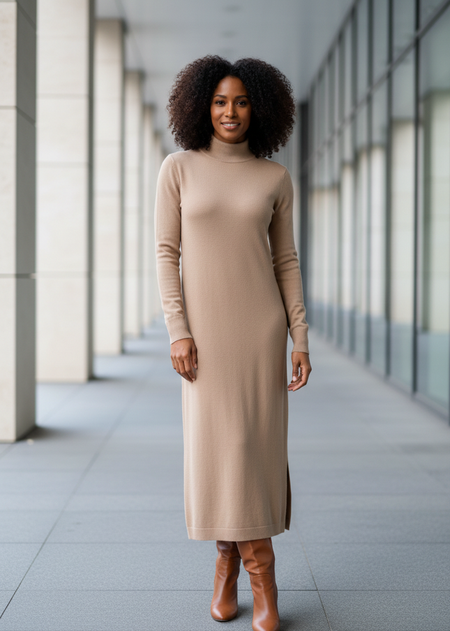 Strick Zweiteiler beige: ärmelloses Kleid & Cardigan - Ansicht 1