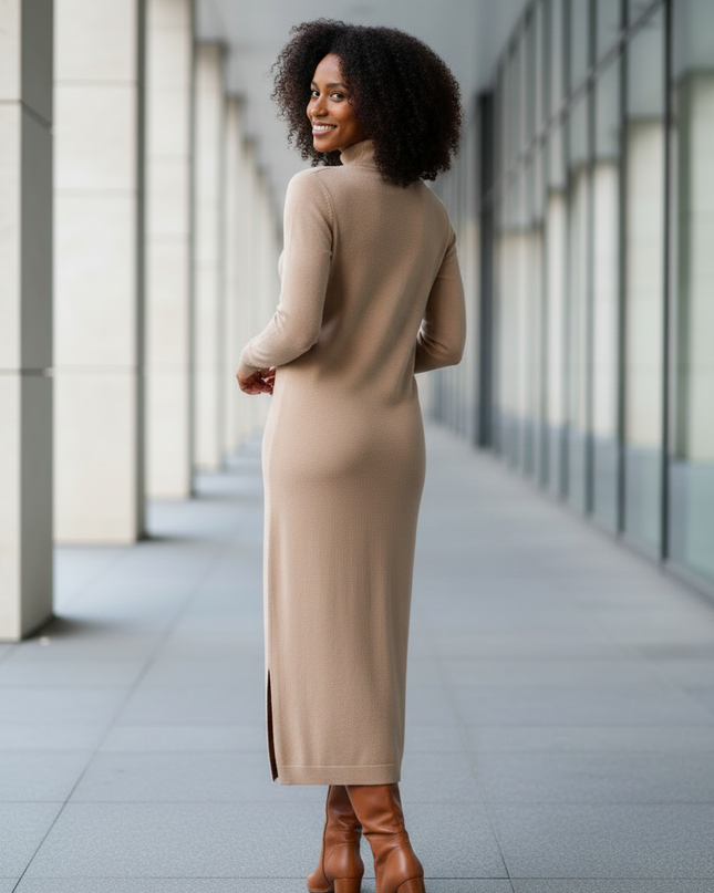 Strick Zweiteiler beige: ärmelloses Kleid & Cardigan - Ansicht 2