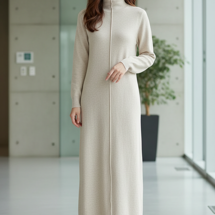 Strick Zweiteiler Creme: ärmelloses Kleid mit Cardigan - Ansicht 1