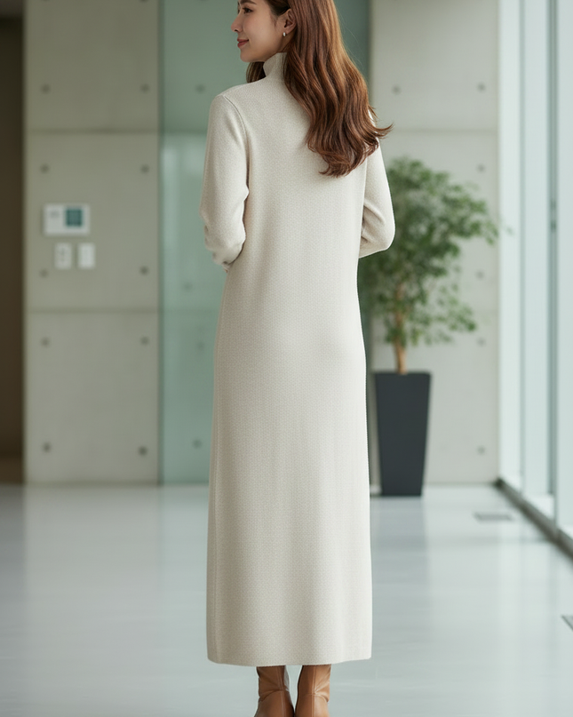 Strick Zweiteiler Creme: ärmelloses Kleid mit Cardigan - Ansicht 2