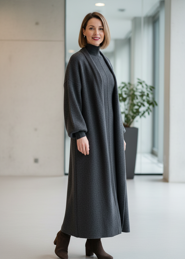 Strick Zweiteiler Dunkelgrau im Set mit Cardigan - Ansicht 1