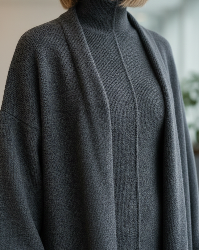 Strick Zweiteiler Dunkelgrau im Set mit Cardigan - Ansicht 4