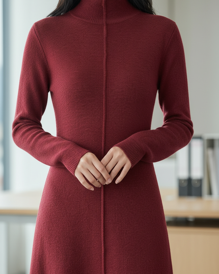 Strick Zweiteiler weinrot: ärmelloses Kleid + Cardigan - Ansicht 4