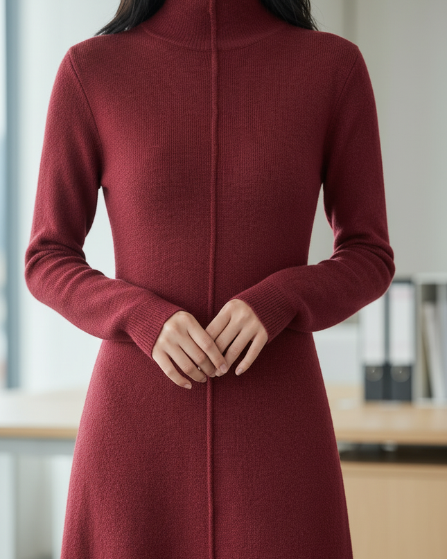 Strick Zweiteiler weinrot: ärmelloses Kleid + Cardigan - Ansicht 4